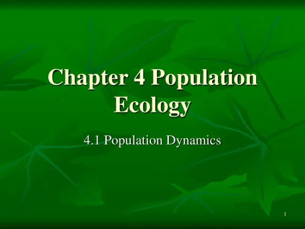 Chapter 4 Population Ecology