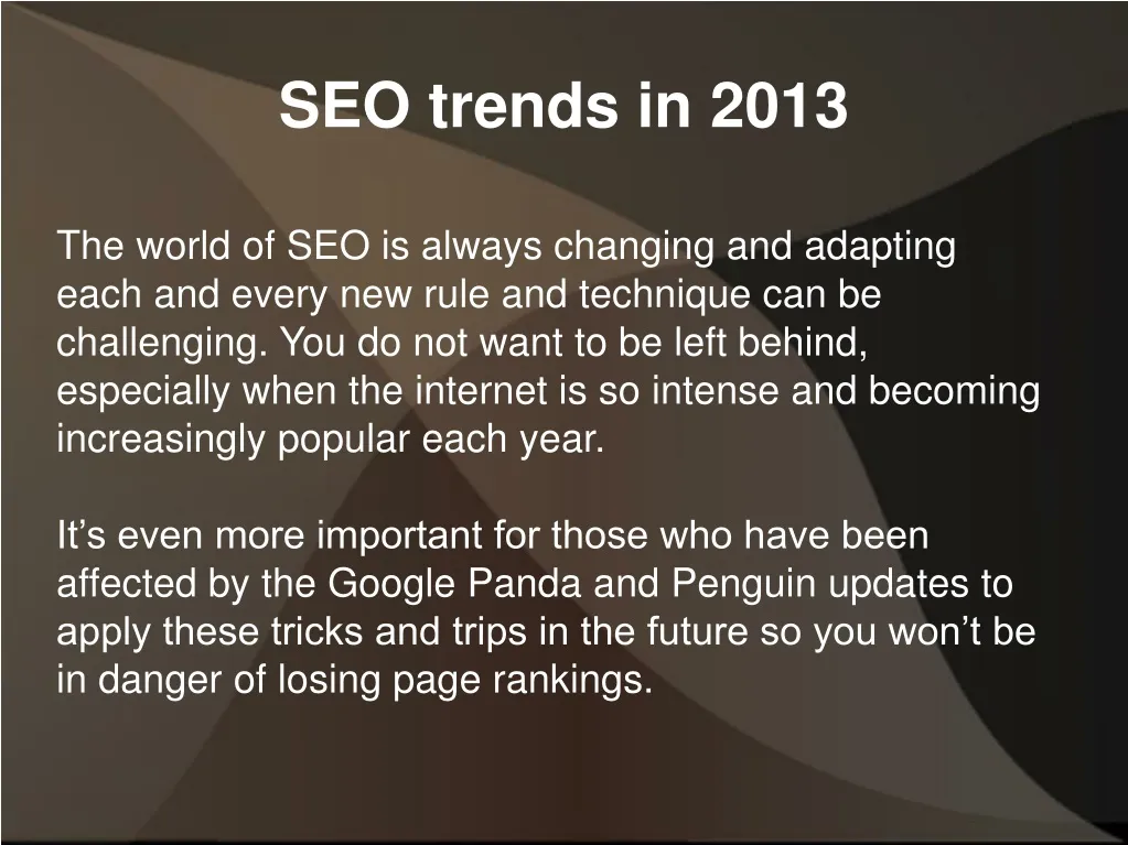 seo trends in 2013