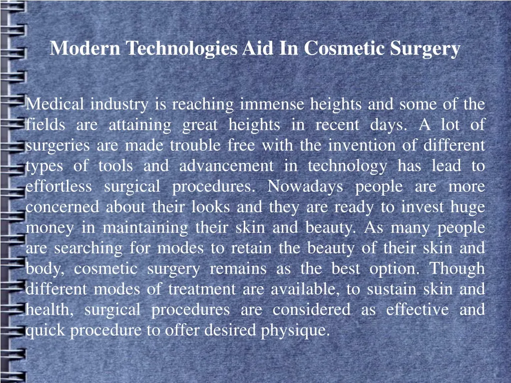 modern technologies aid in cosmetic surgery