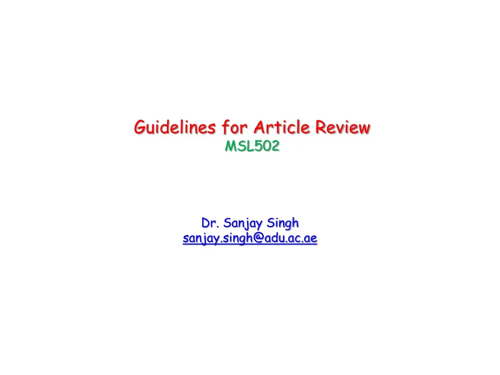 guidelines for article review msl502