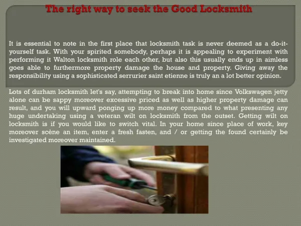 The right way to seek the Good Locksmith