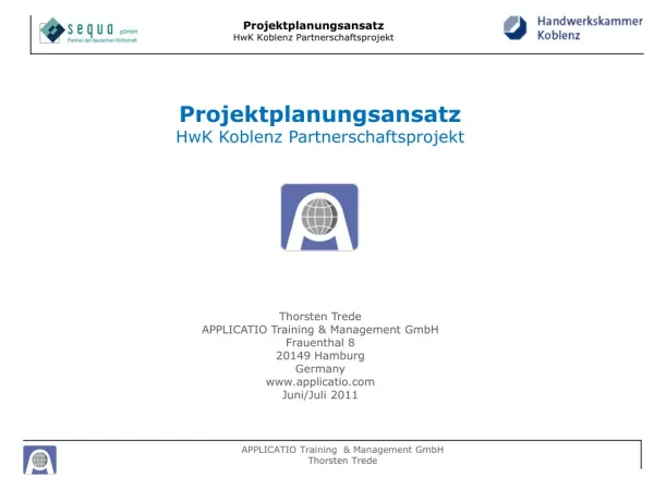 Projektplanungsansatz HwK Koblenz Partnerschaftsprojekt