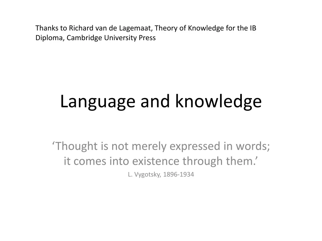 language and knowledge