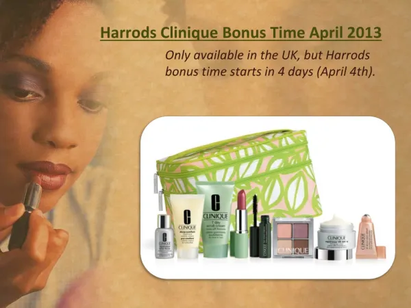Harrods Clinique Bonus Time April 2013