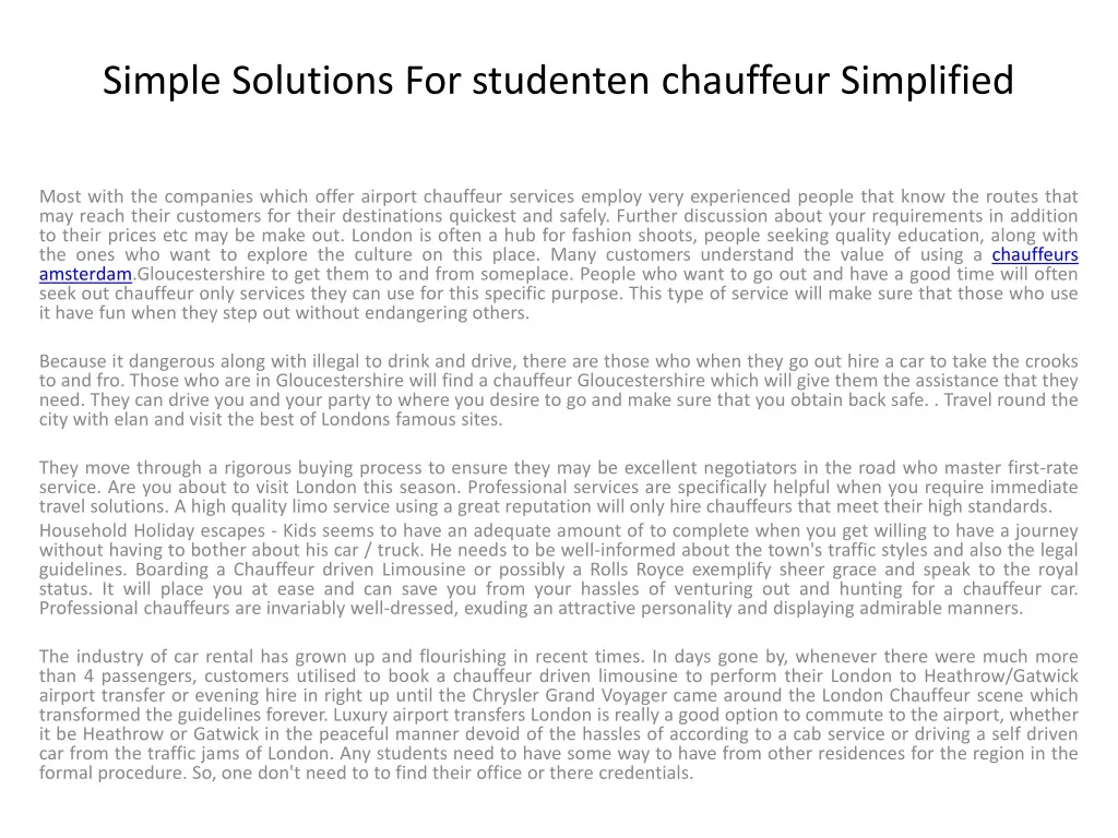 simple solutions for studenten chauffeur simplified