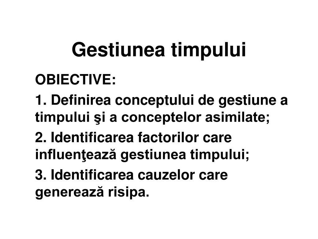 gestiunea timpului