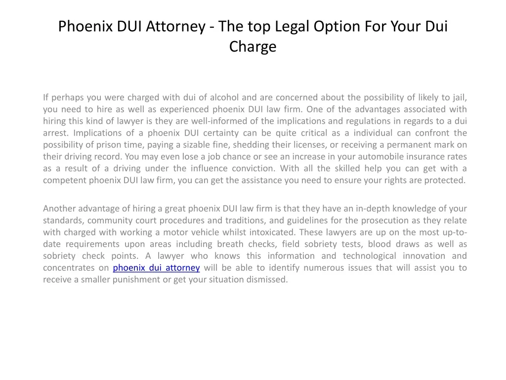 phoenix dui attorney the top legal option for your dui charge