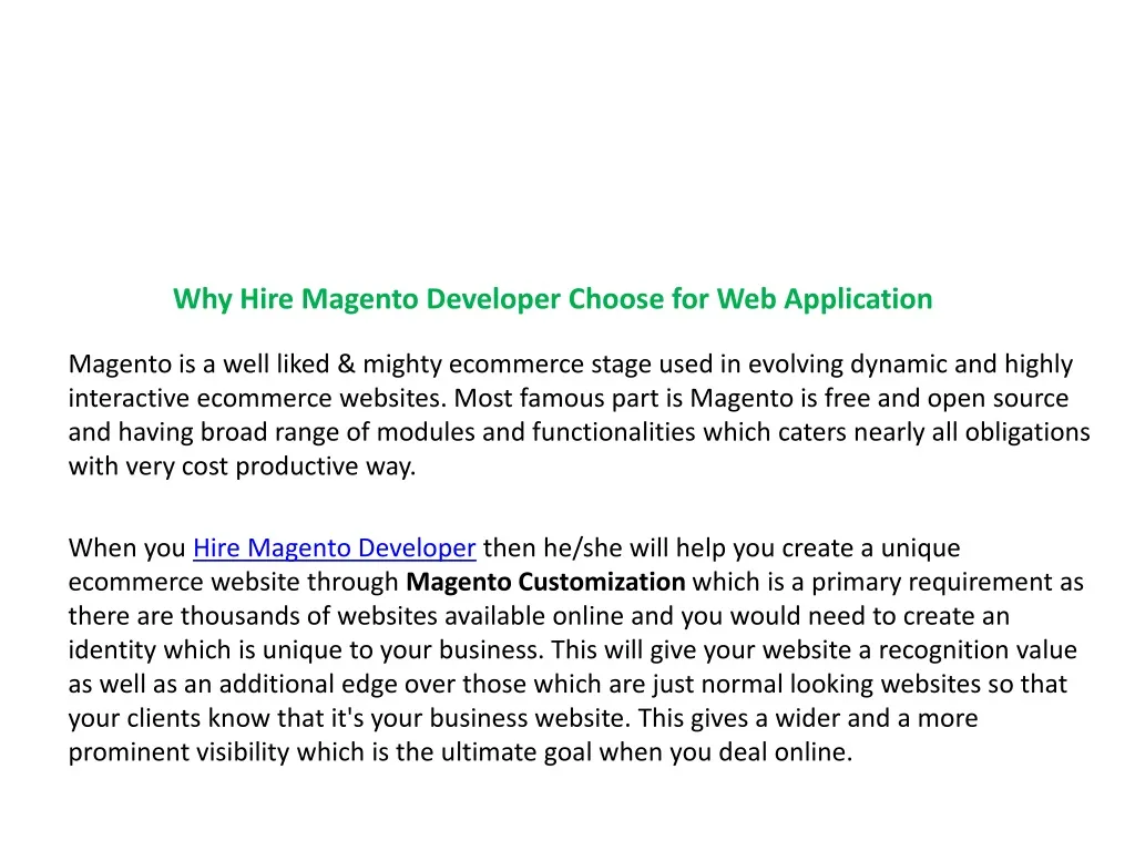 why hire magento developer choose for web application