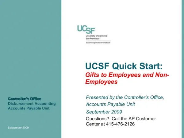 UCSF Quick Start: Gifts to Employees and Non-Employees
