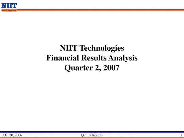 NIIT Technologies Financial Results Analysis Quarter 2, 2007