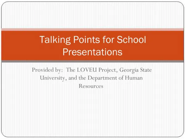 Talking Points for School Presentations