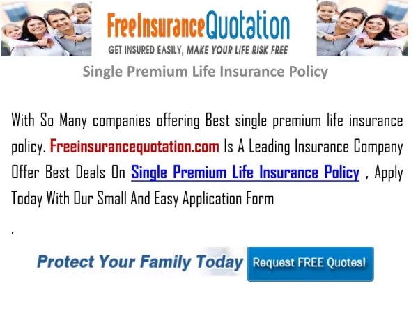 Single Premium Life Insurance Policy