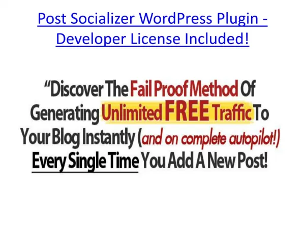Post Socializer WordPress Plugin - Developer License Include