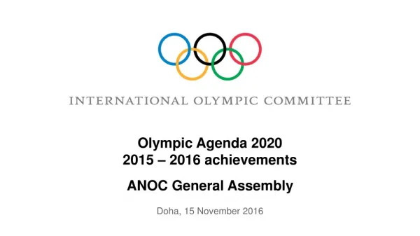 Olympic Agenda 2020 2015 – 2016 achievements
