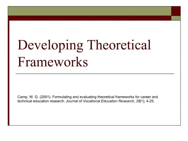Developing Theoretical Frameworks