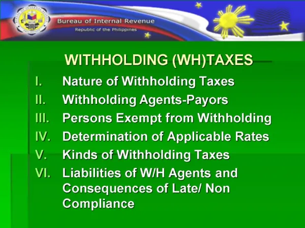 WITHHOLDING WHTAXES