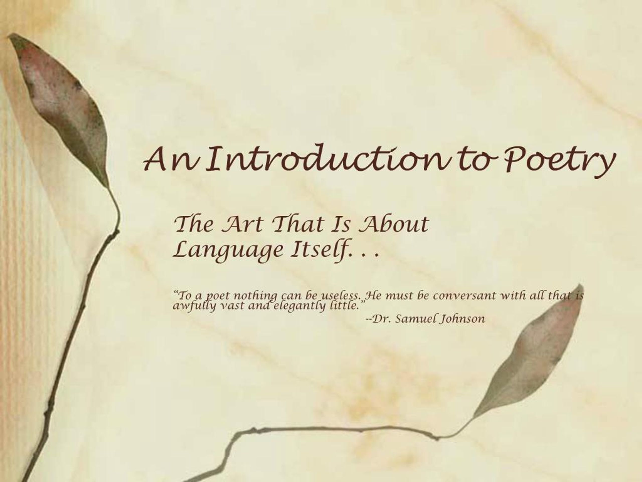 PPT - An Introduction to Poetry PowerPoint Presentation, free download ...
