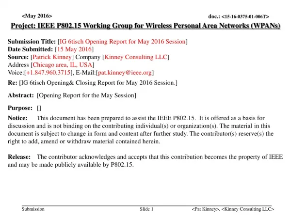 Project: IEEE P802.15 Working Group for Wireless Personal Area Networks (WPANs)