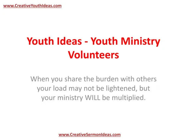 Youth Ideas - Youth Ministry Volunteers