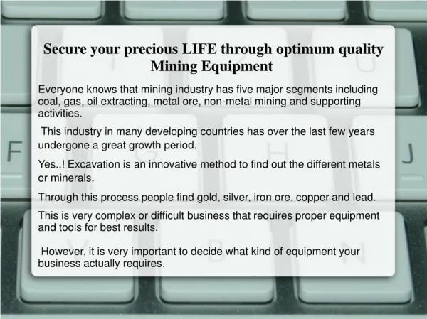 Mining Equipment Manufacturers, Mining Suppliers