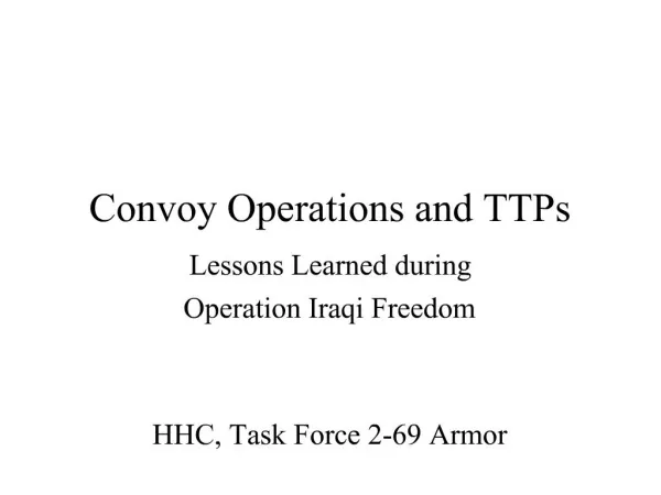 Convoy Operations and TTPs