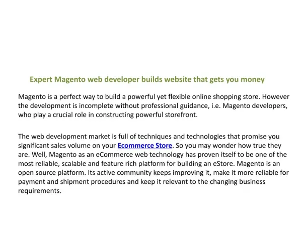 Expert Magento web developer builds website that gets you mo