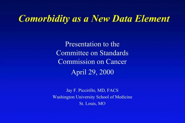 Comorbidity as a New Data Element