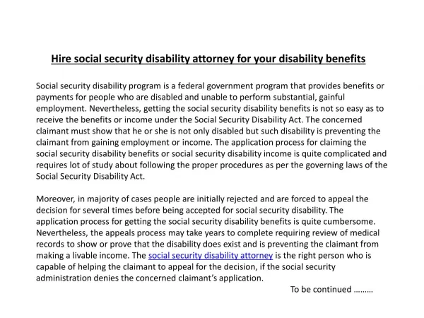 Hire social security disability attorney for your disability