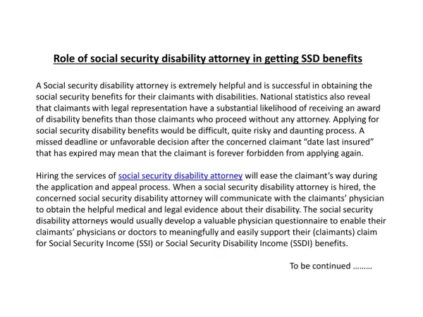 Role of social security disability attorney