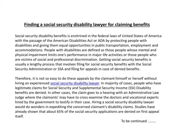 Finding a social security disability lawyer