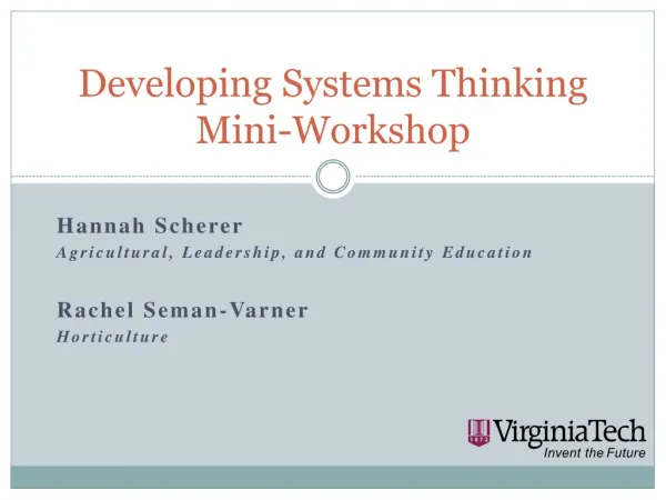 Developing Systems Thinking Mini-Workshop