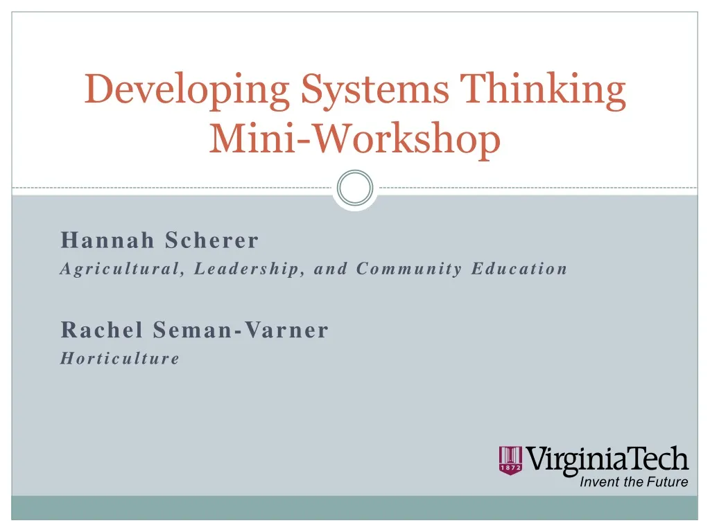 developing systems thinking mini workshop