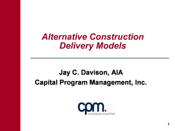 Alternative Construction Delivery Models