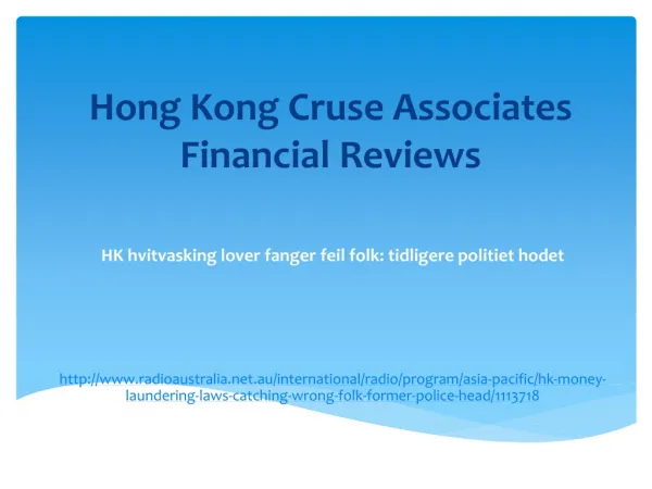 Hong kong Cruse Associates Financial Reviews: HK hvitvasking