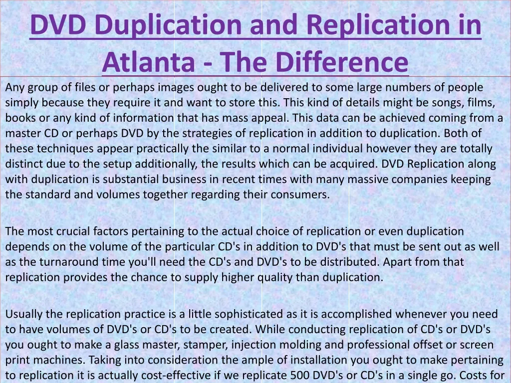 dvd duplication and replication in atlanta the difference