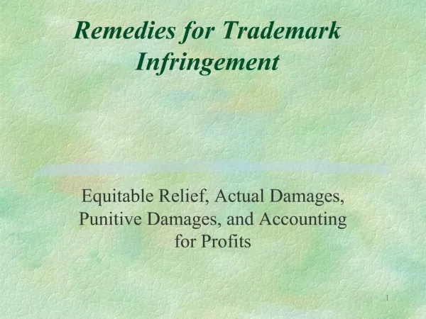 Remedies for Trademark Infringement