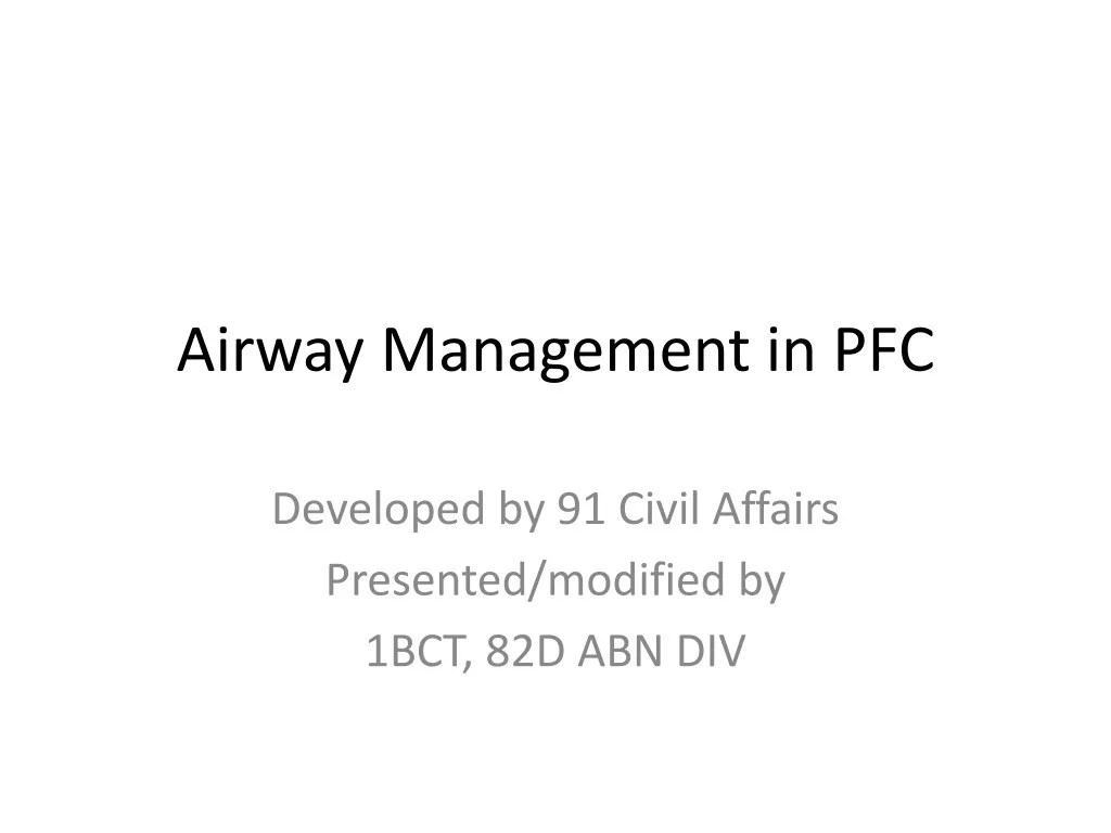 airway management in pfc