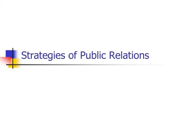 Strategies of Public Relations