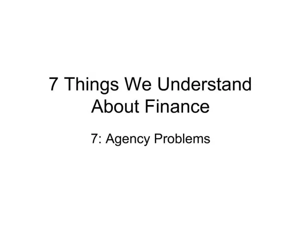 7 Things We Understand About Finance