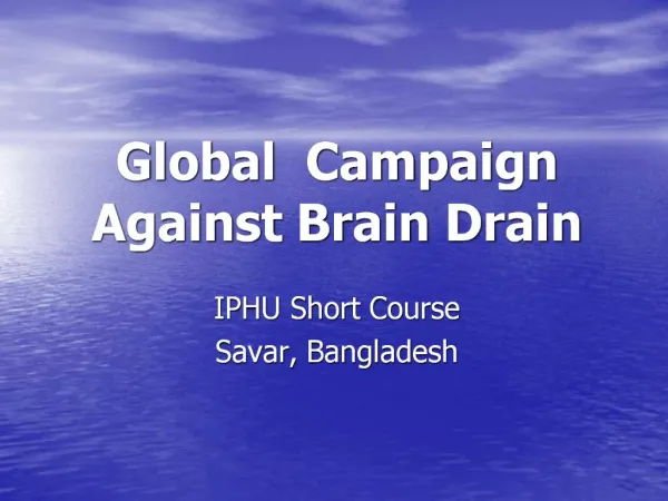 Global Campaign Against Brain Drain