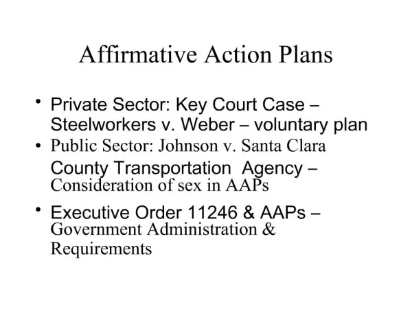 Affirmative Action Plans