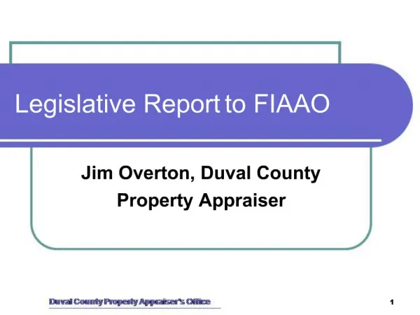 Legislative Report to FIAAO