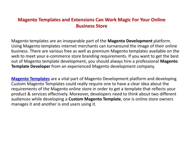 Magento Templates and Extensions Can Work Magic