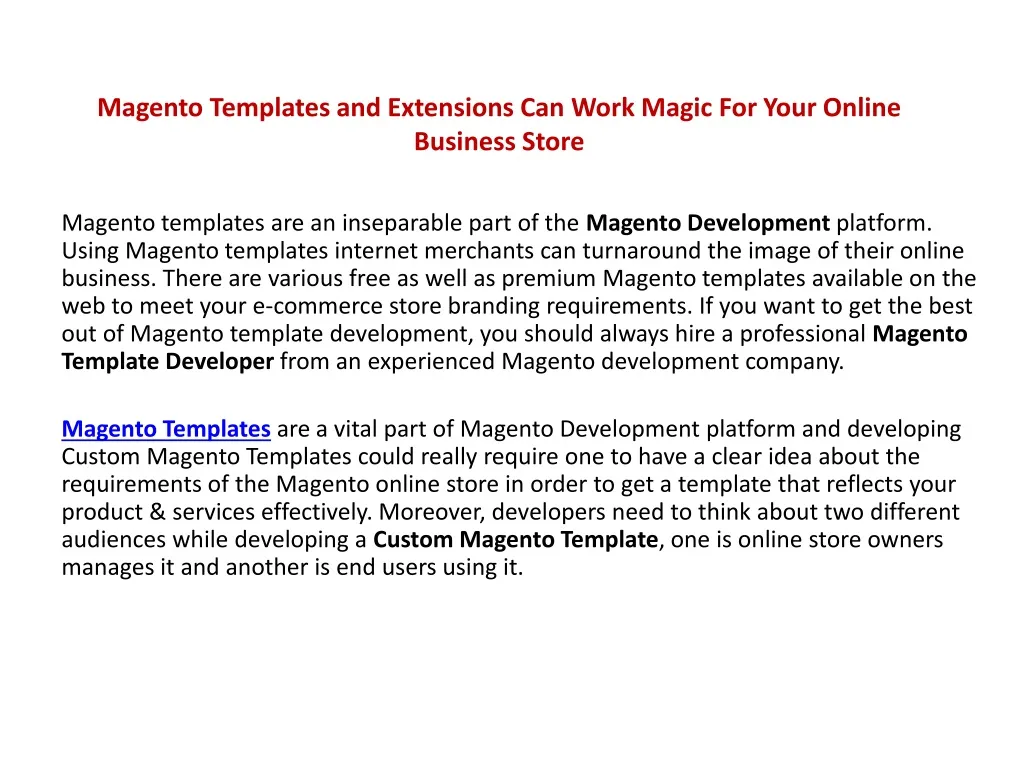 magento templates and extensions can work magic for your online business store