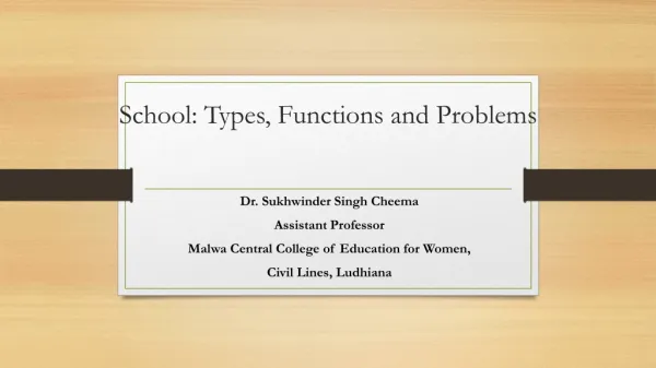 School: Types , Functions and Problems