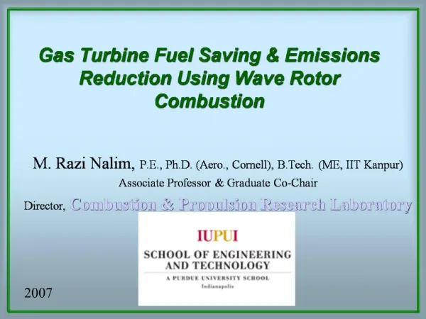 Gas Turbine Fuel Saving Emissions Reduction Using Wave Rotor ...