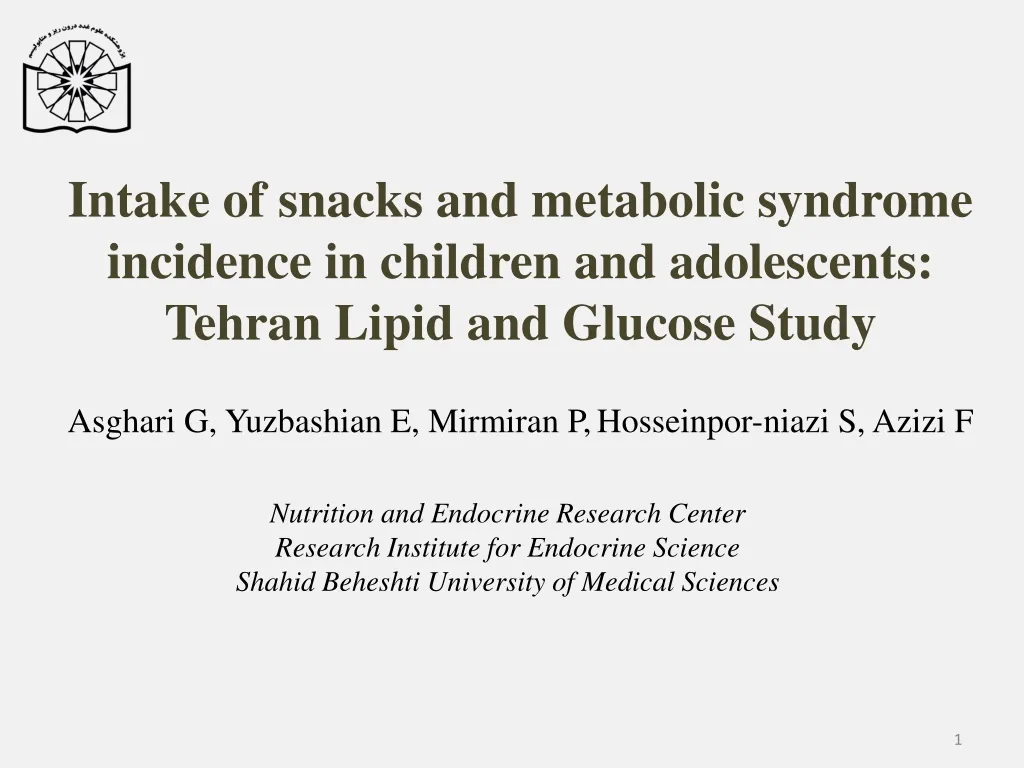 intake of snacks and metabolic syndrome incidence