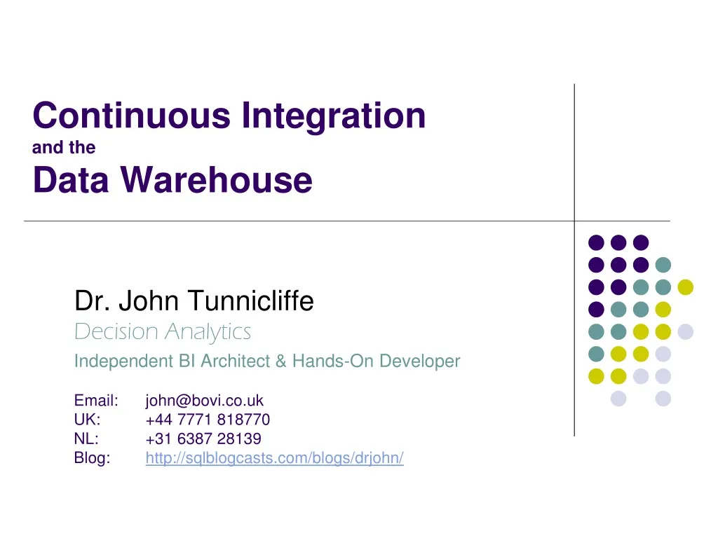 continuous integration and the data warehouse