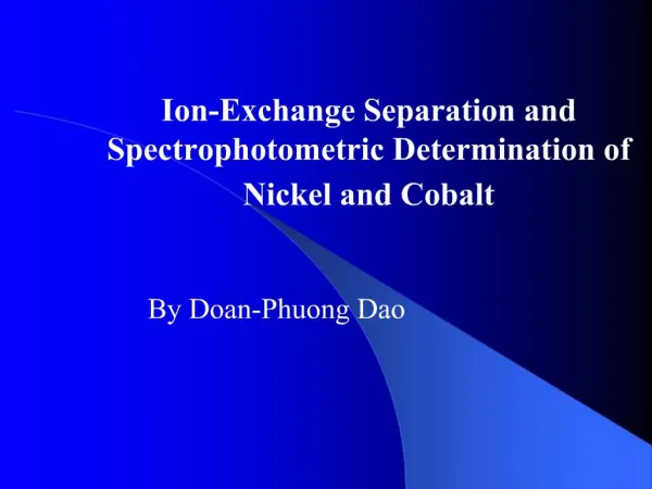 Ion-Exchange Separation and Spectrophotometric Determination of Nickel and Cobalt