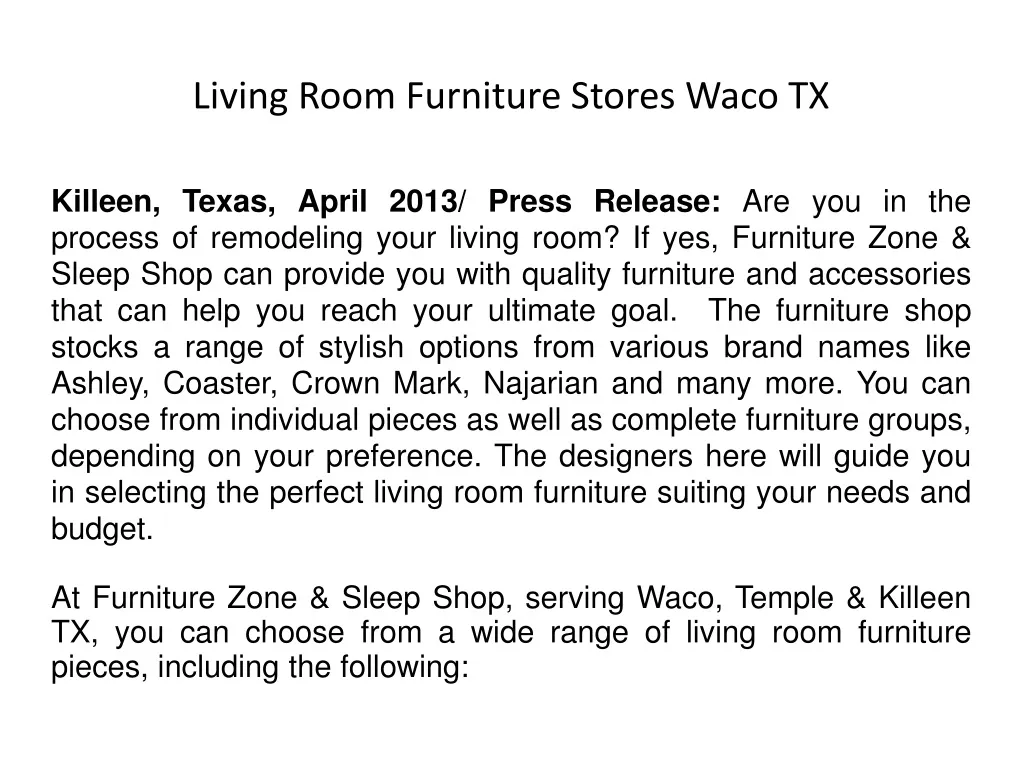 living room furniture stores waco tx